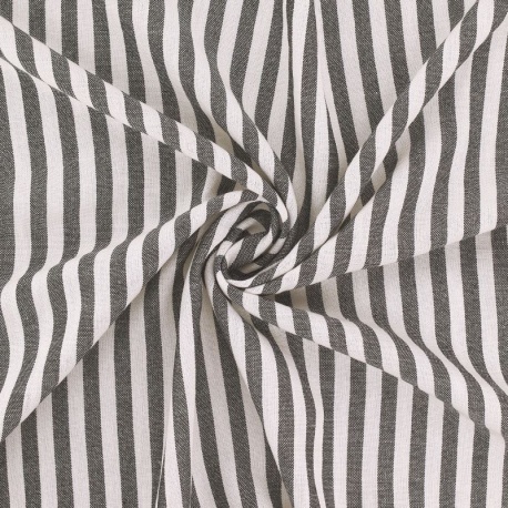 Tissu Etamine Tissé Teint Rayure Fine Noir 