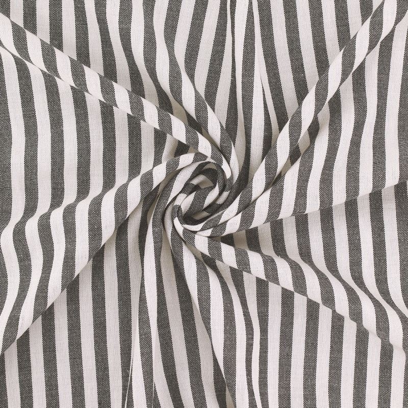 Tissu Etamine Tissé Teint Rayure Fine Noir 