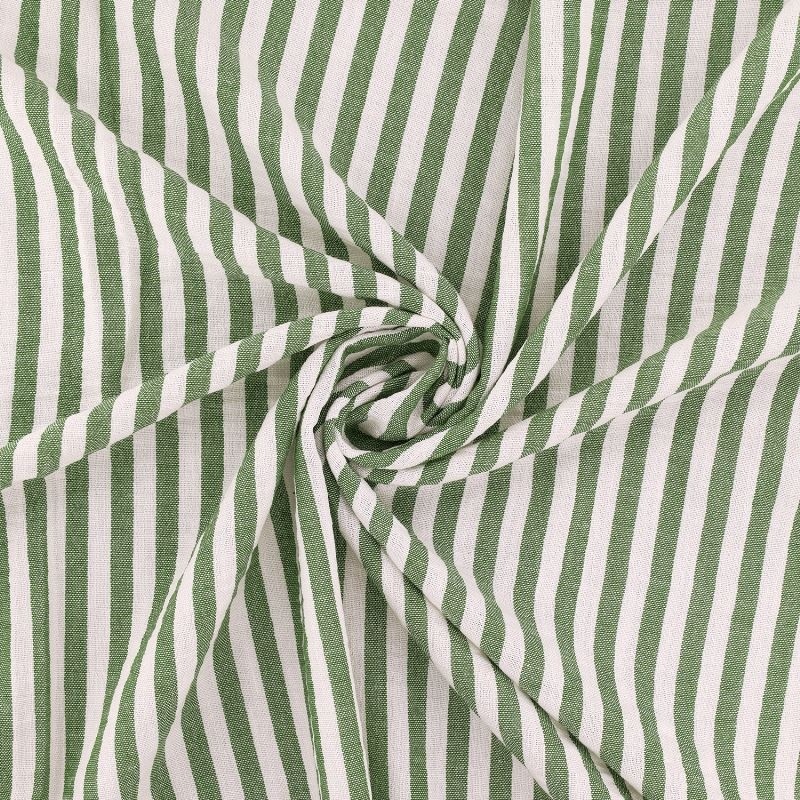 Tissu Etamine Tissé Teint Rayure Fine Vert Nil