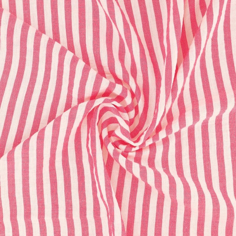 Tissu Etamine Tissé Teint Rayure Fine Fuchsia