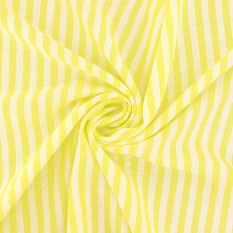 Tissu Etamine Tissé Teint Rayure Fine Jaune 