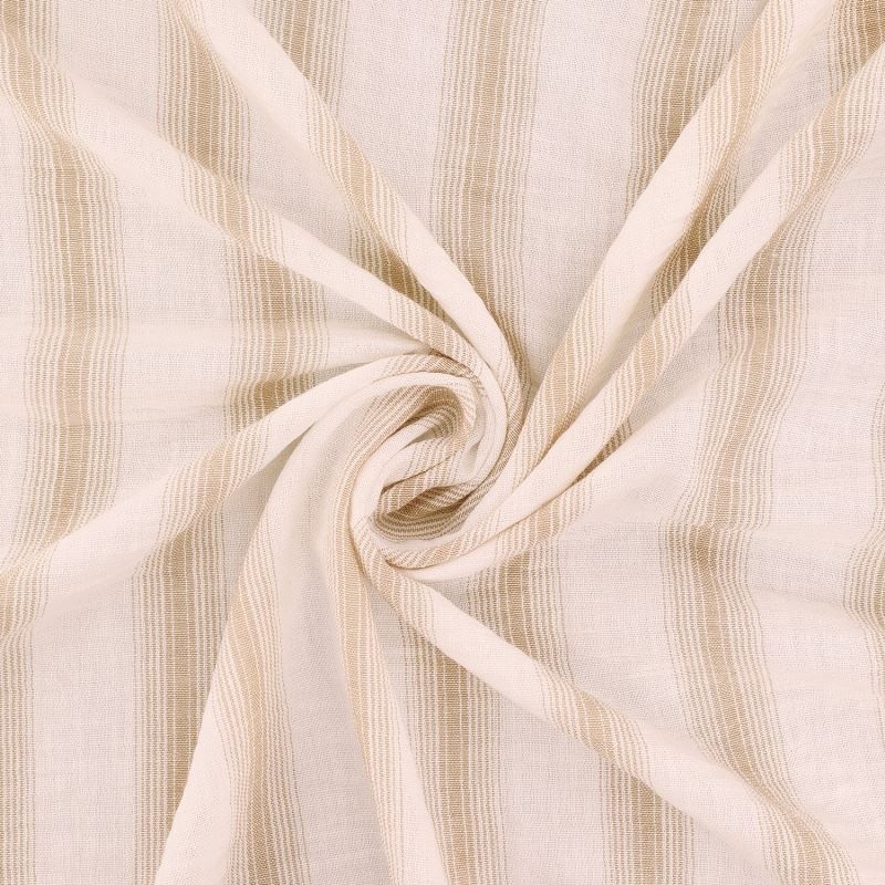 Tissu Etamine Tissé Teint Multi rayures Beige 