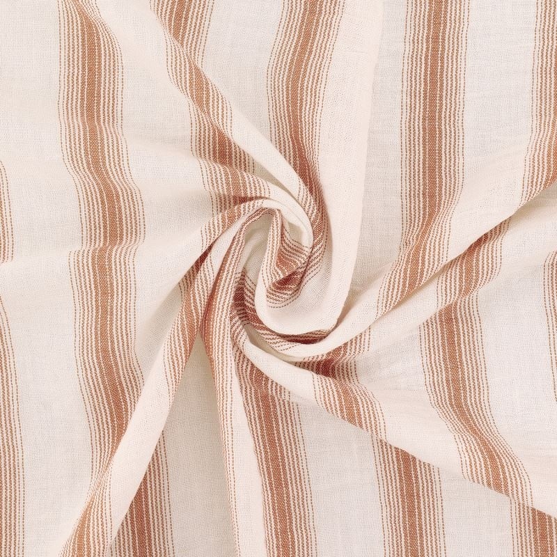 Tissu Etamine Tissé Teint Multi rayures Tabac 