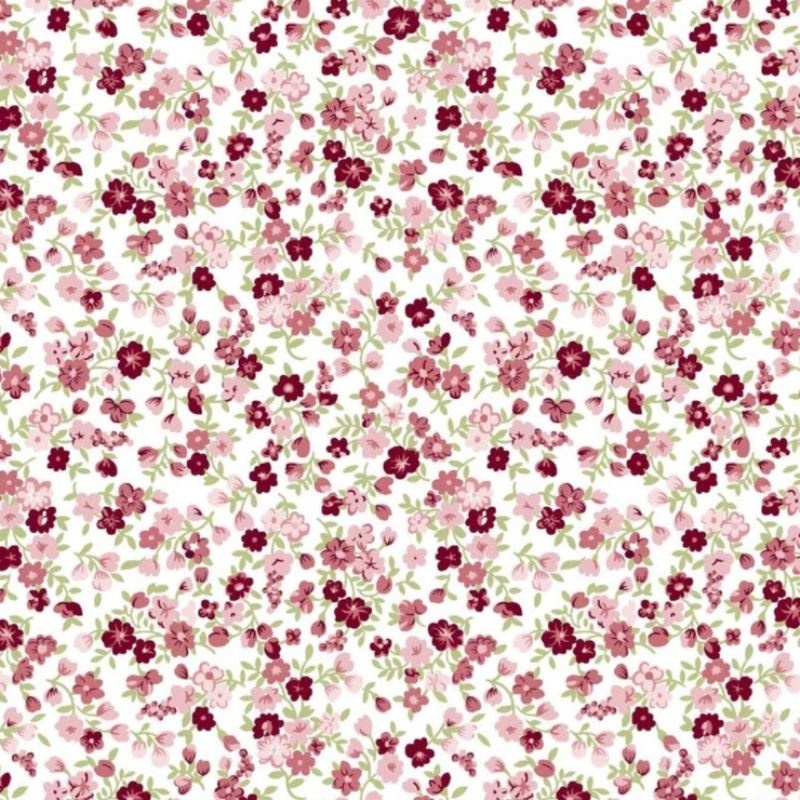 Tissu Popeline Imprimé Fleurs Framboise