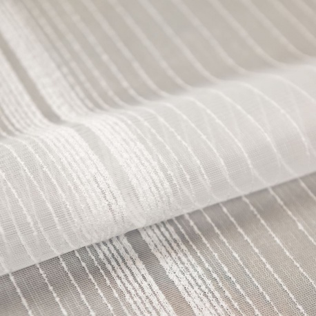 Tissu Maelle Etamine Rayée Ecru