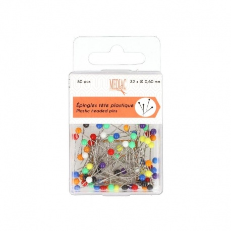 Epingle tête couleur boite 80pièces  Mix - 
