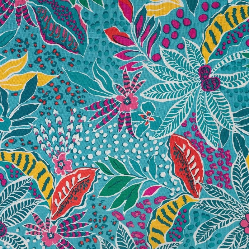 Tissu Rayonne Elasthanne Imprimée Fleurs Pétrole