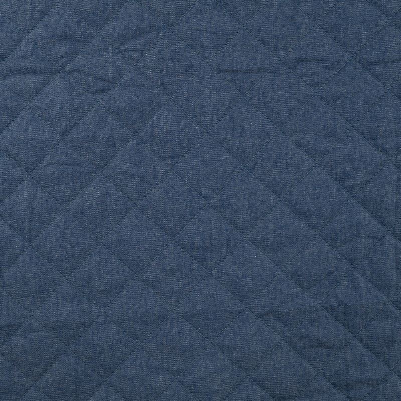 Tissu Chambray Matelassé Uni Bleu Denim 