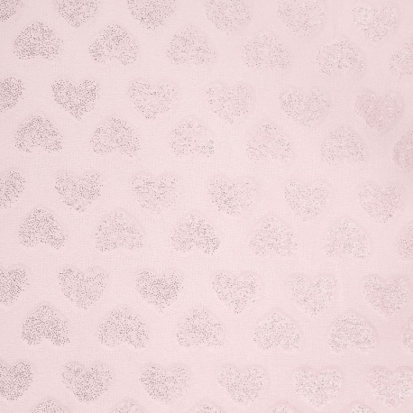 Tissu Minky Coeur Paillette Rose