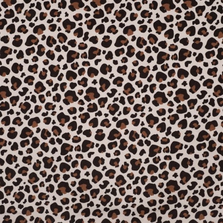 Tissu French Terry Imprimé Leopard Caramel