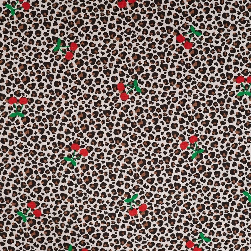 Tissu Jersey de Coton Imprimé Leopard Cerise