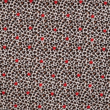 Tissu Jersey de Coton Imprimé Leopard Coeur