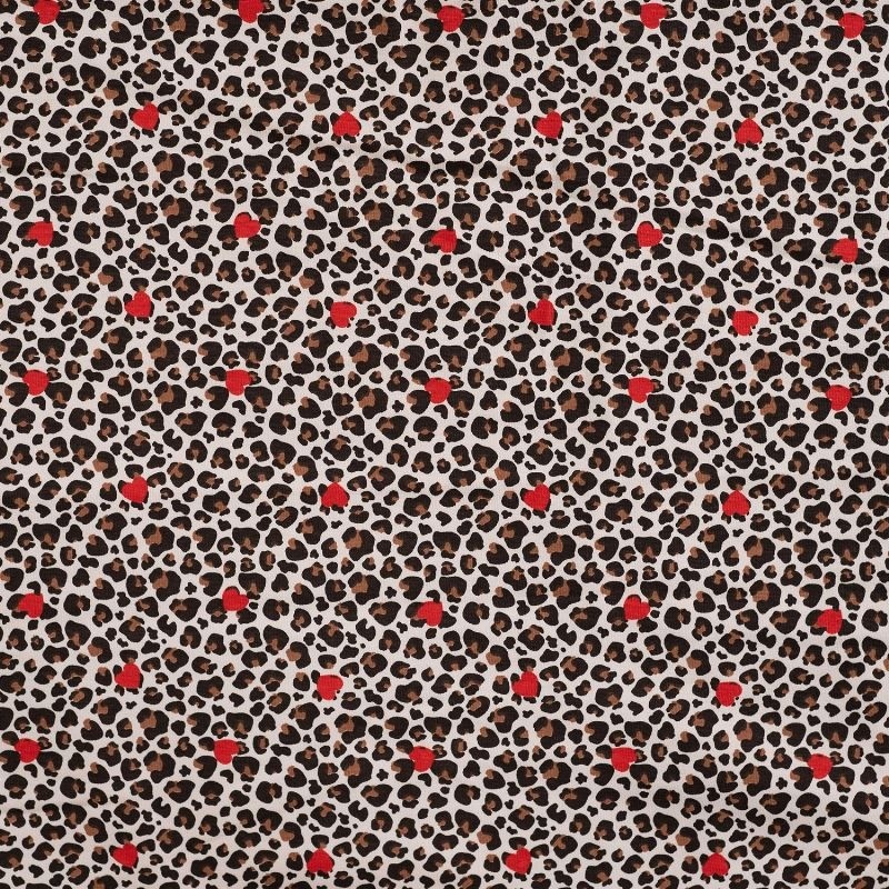 Tissu Jersey de Coton Imprimé Leopard Coeur