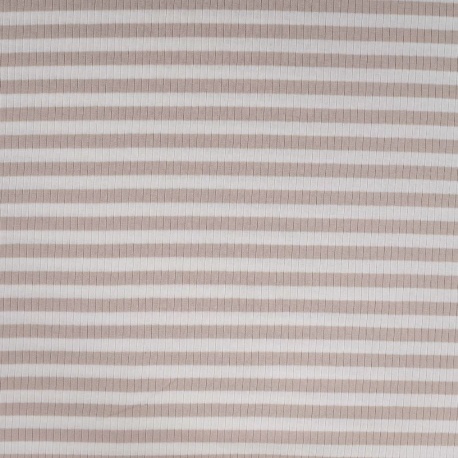 Tissu Jersey de Coton Rayure Sable