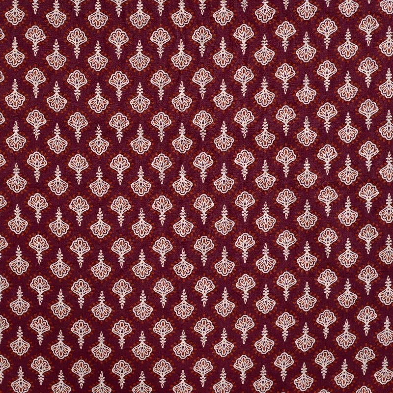 Tissu Voile de Coton Imprimé Cognac
