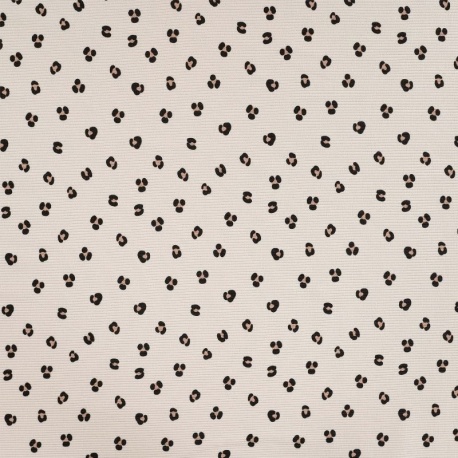 Tissu Jersey Côtelé Coton Imprimé Léopard Sable 