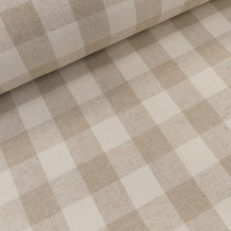 Tissu Mallorca Tissé Teint Carreaux Naturel 