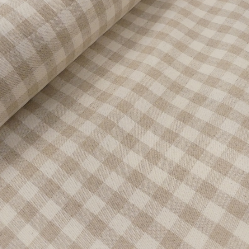 Tissu Menorca Tissé Teint Petit Carreaux Naturel 