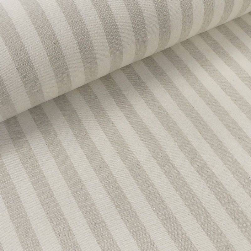 Tissu Menorca Raya Tissé Teint Rayure Naturel 