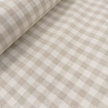 Tissu Menorca Tissé Teint Petit Carreaux Naturel 