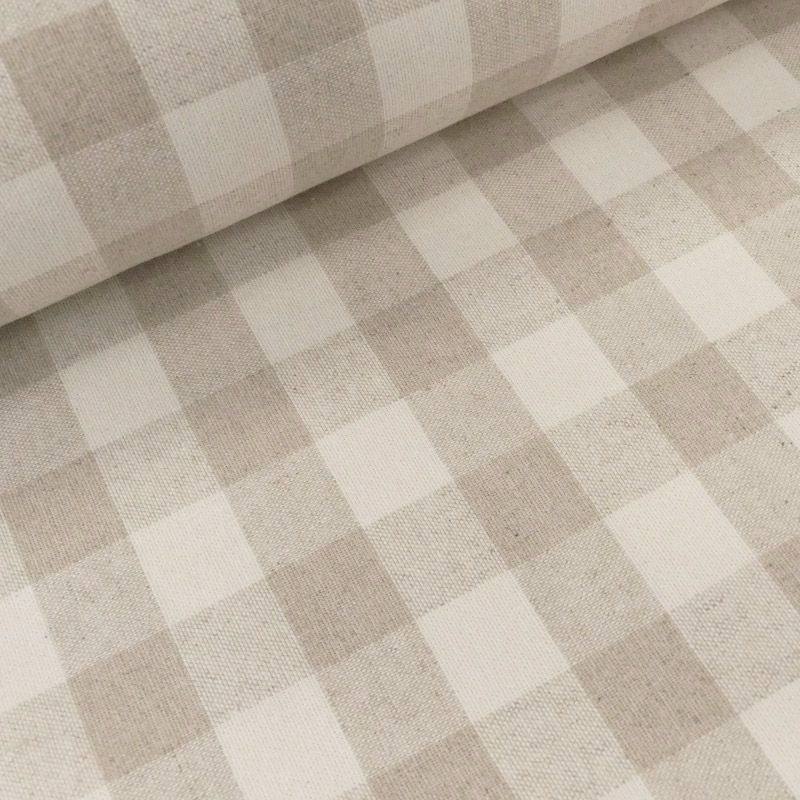 Tissu Mallorca Tissé Teint Carreaux Naturel 