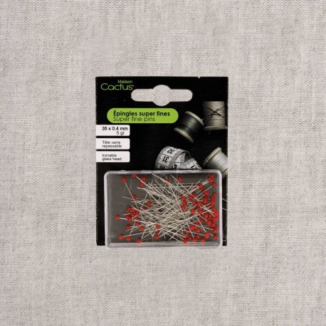 Epingles super fines diametre 0,4mmx35mm  Rouge - Cactus