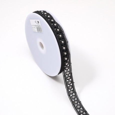 Guipure entre deux cloutee  Noir