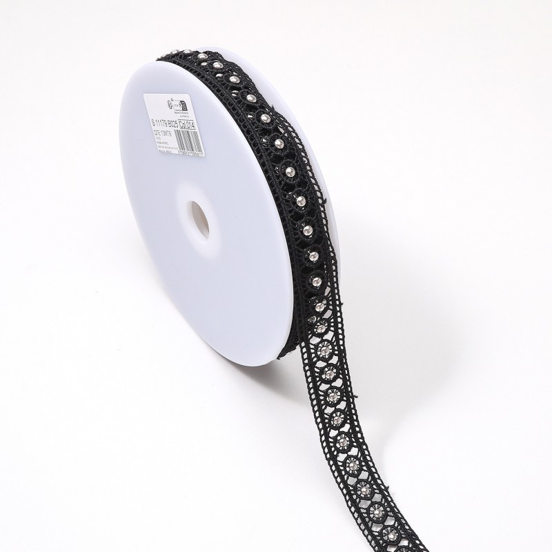 Guipure entre deux cloutee  Noir