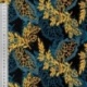 Tissu Wax Imprime Mix Feuille Bleu Jaune