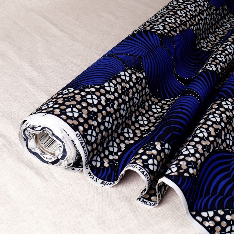 Tissu Wax Imprime Mix Bleu