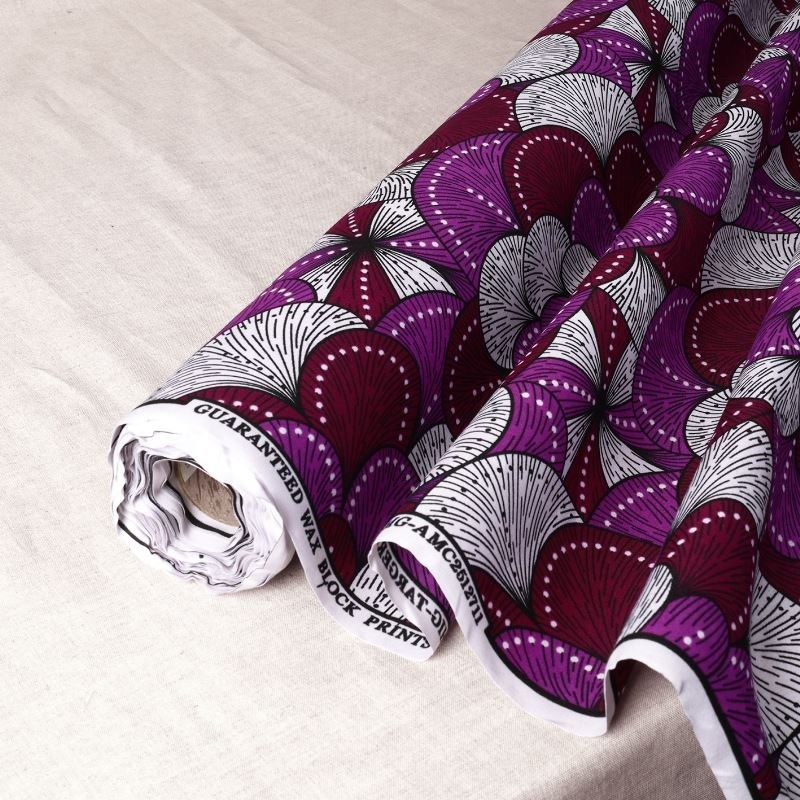 Tissu Wax Imprime Mix Prune