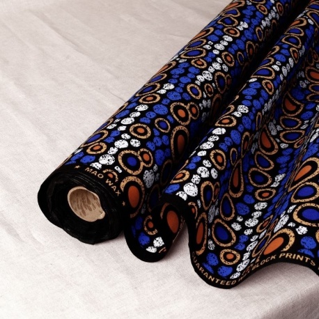 Tissu Wax Imprime Mix Rond Bleu