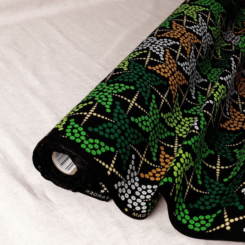 Tissu Wax Imprime Mix Etoile Vert