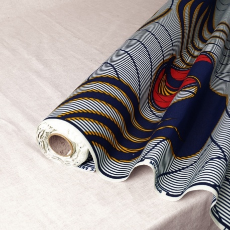 Tissu Wax Imprime Mix Oiseau Bleu