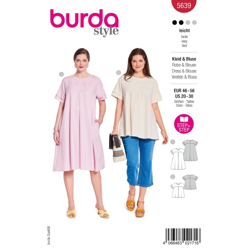 Patron Burda Curvy 5639 Robe et Chemisier 48-58