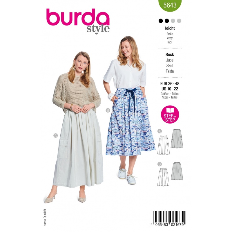 Patron Burda 5643 Jupe 38-50 