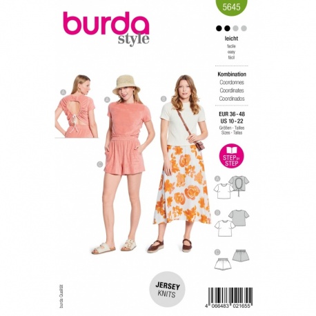Patron Burda 5645 Tshirt et Short 38-50