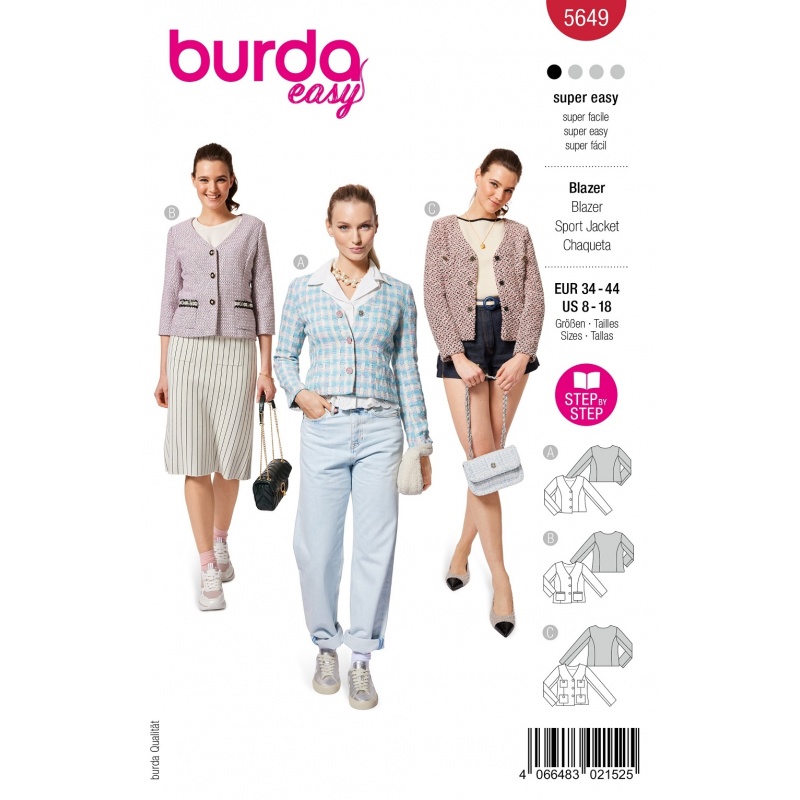 Patron Burda Easy 5649 Blazer 36-46