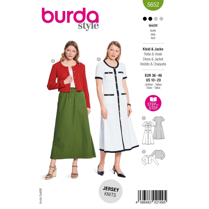 Patron Burda 5652 Robe et Cardigan 38-48 