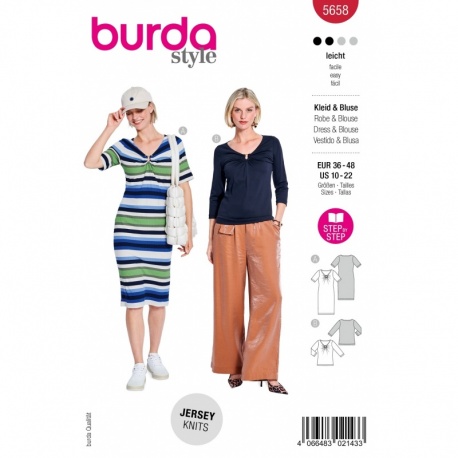 Patron Burda 5658 Robe et Tshirt 38-50