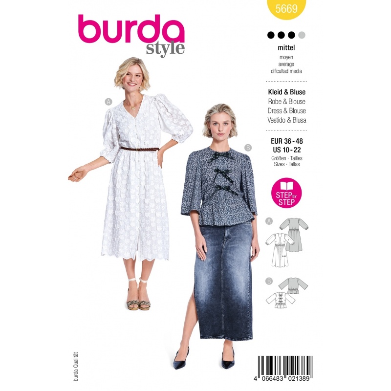 Patron Burda 5669 Robe et Chemisier 38-50