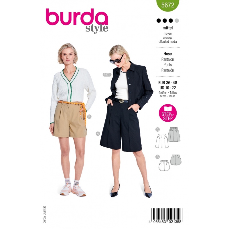 Patron Burda 5672 Short 38-50 