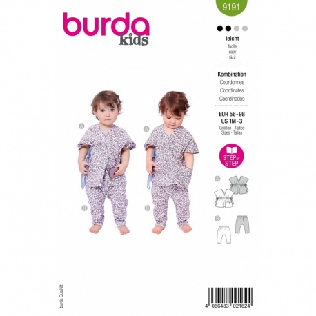 Patron Burda Kids 9191 Chemisier et Pantalon 6-36 Mois 