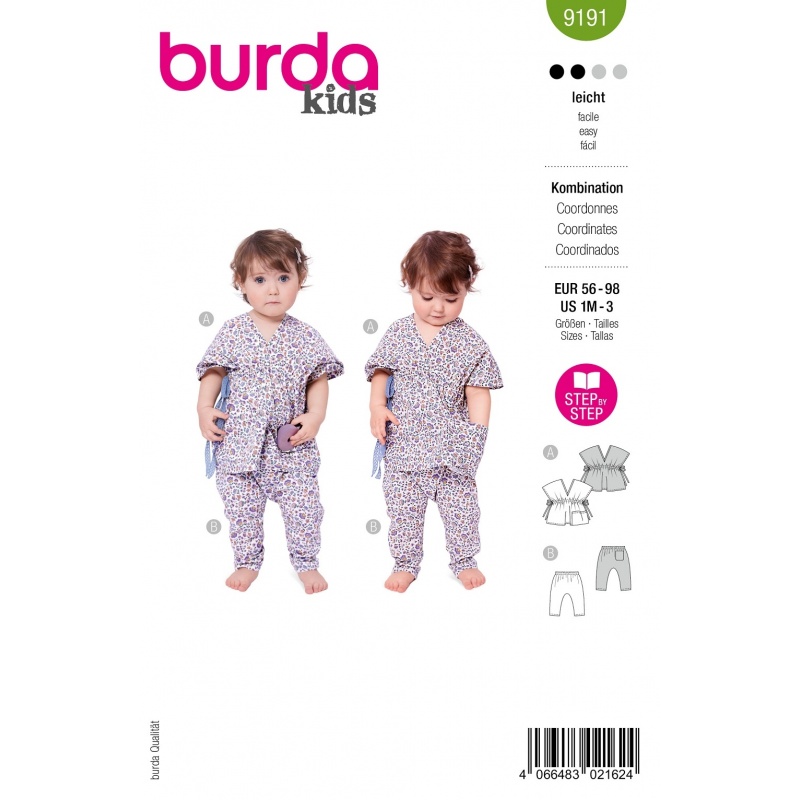 Patron Burda Kids 9191 Chemisier et Pantalon 6-36 Mois 