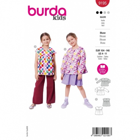 Patron Burda Kids 9195 Chemisier 4-11 Ans 