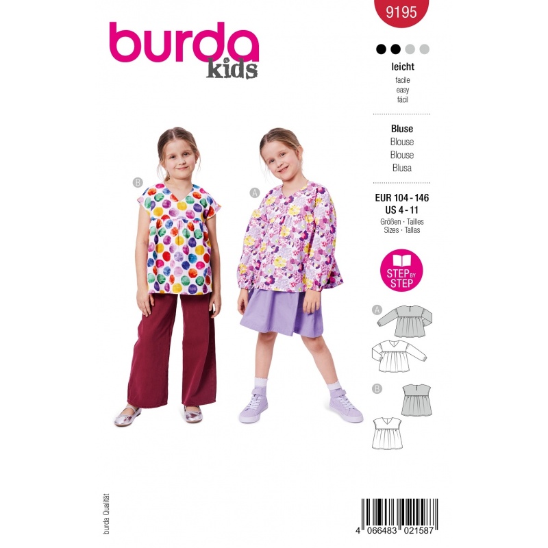 Patron Burda Kids 9195 Chemisier 4-11 Ans 
