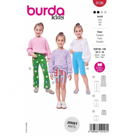 Patron Burda Kids 9196 Leggings 36 Mois-10 Ans 