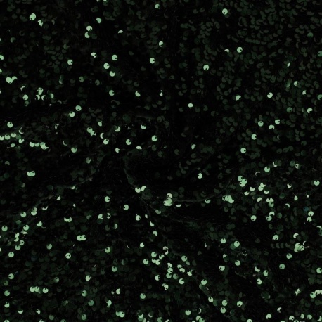Tissu Sequins Sur Velours Vert Sapin