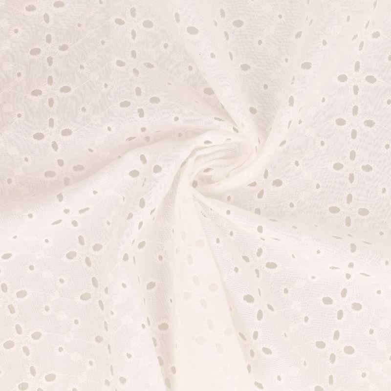 Tissu Borderie Coton Uni Blanc