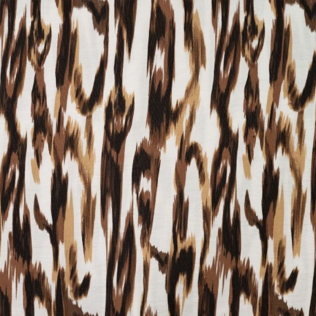Tissu Crêpe Viscose Imprimé Marron